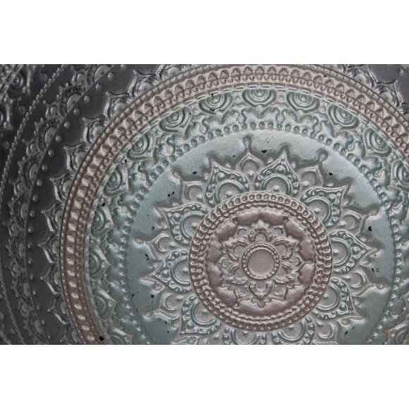 Artistic Accents Turkish Glass Serving Bowl Mandala Teal Terracotta Brown Silver - Picture 6 of 7